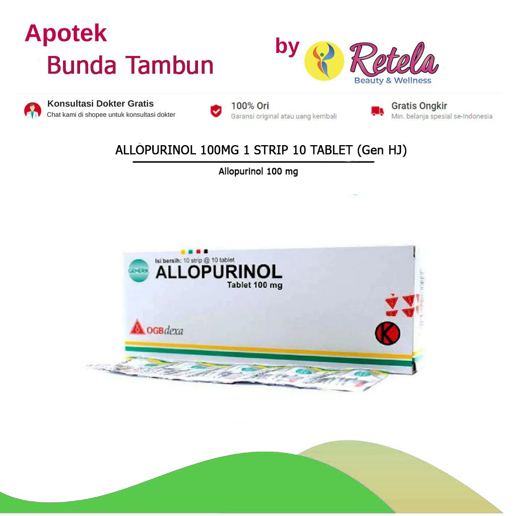 Jual ALLOPURINOL 100MG 1 STRIP 10 TABLET Gen HJ Shopee Indonesia