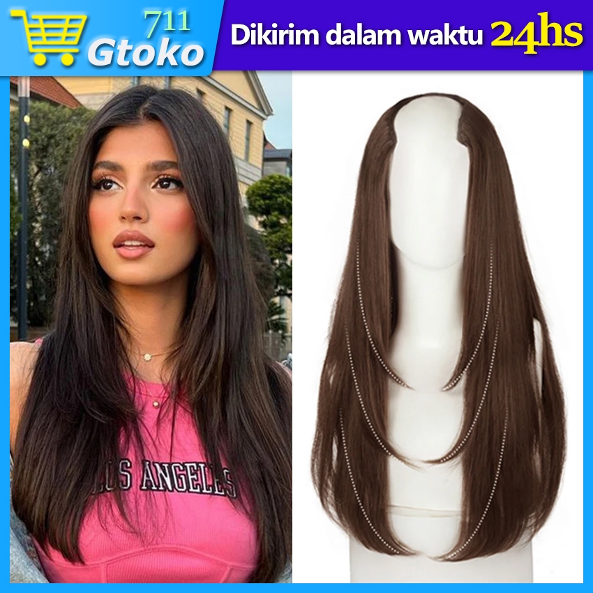 Jual Hairclip Hair Clip Wig Rambut Palsu Samping Panjang Lurus Natural