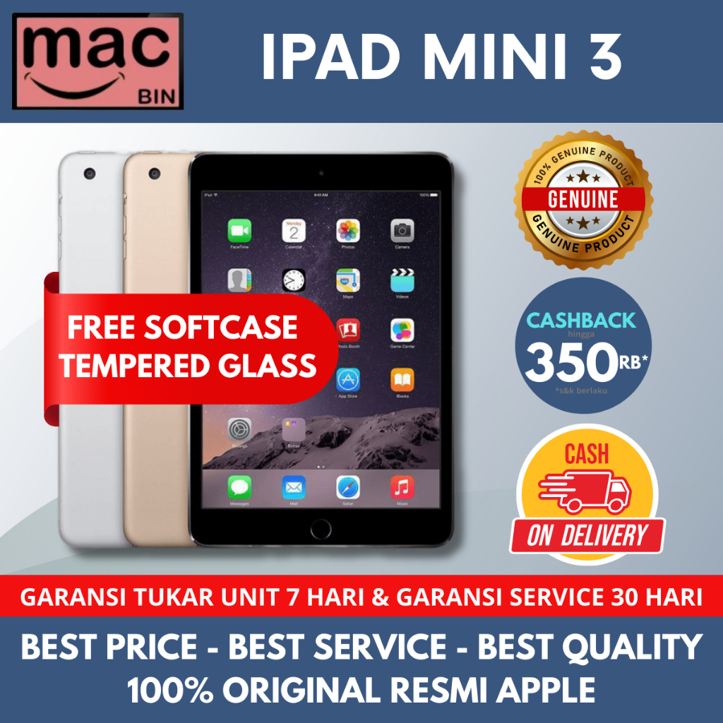 Jual IPad Mini 3 2 Wifi Cellular 128GB 64GB 32GB 16GB Second Original