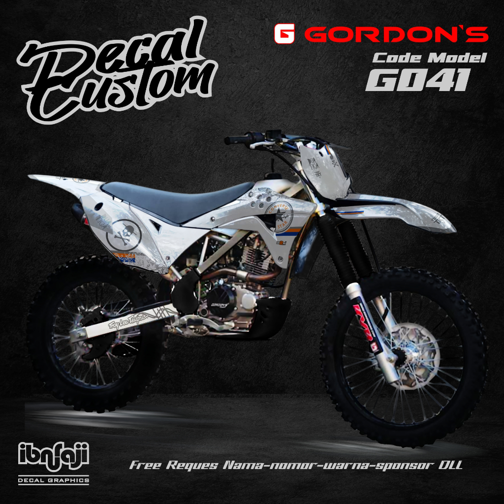 Jual Decal Gordon Klx Putih Full Body Desain Custom Nama Nomor Warna