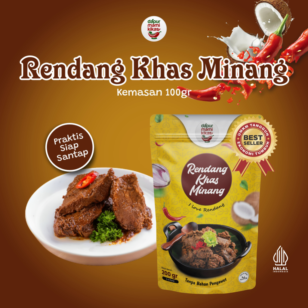 Jual Dapurmamikikas Makanan Instan Rendang Sapi Khas Padang Masakan