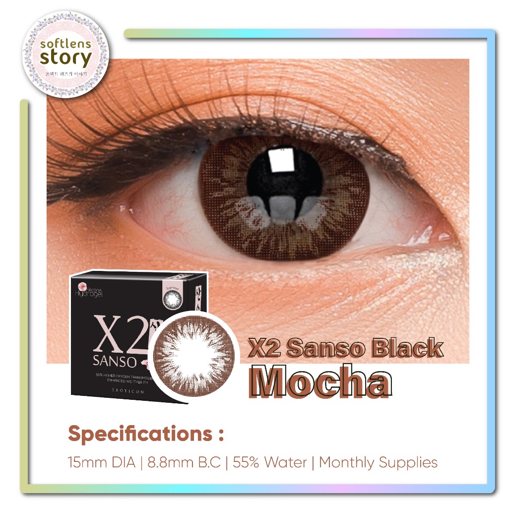 Jual X2 Sanso Color Mocha Black Softlens Bulanan Shopee Indonesia