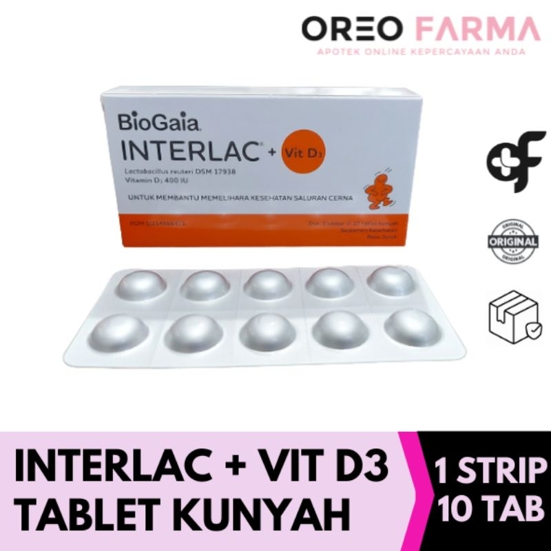 Jual Interlac Vitamin D Tablet Kunyah Strip Isi Tablet Interlac