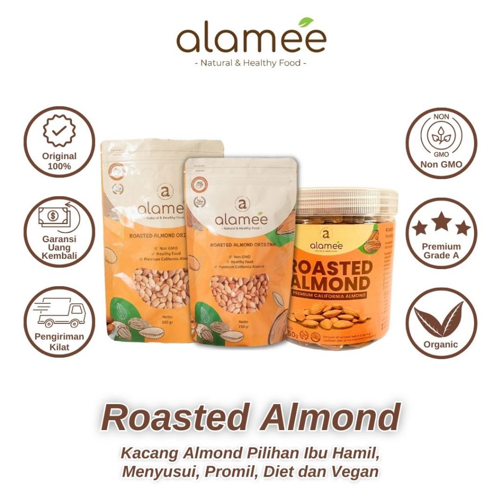 Jual KACANG ALMOND PANGGANG ROASTED KUPAS ASI BOOSTER PELANCAR ASI IBU