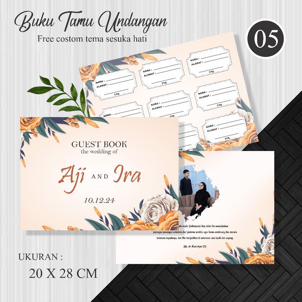 Jual BUKU TAMU CUSTOM BUKU TAMU PERNIKAHAN CUSTOM ELEGANT WEDDING