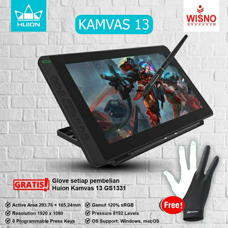 Jual Huion Kamvas 13 Drawing Display Tablet Garansi Resmi Shopee