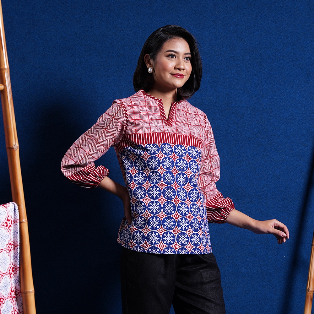 Jual Nona Rara Ambar Jlamprang T Baju Kerja Blouse Batik Wanita