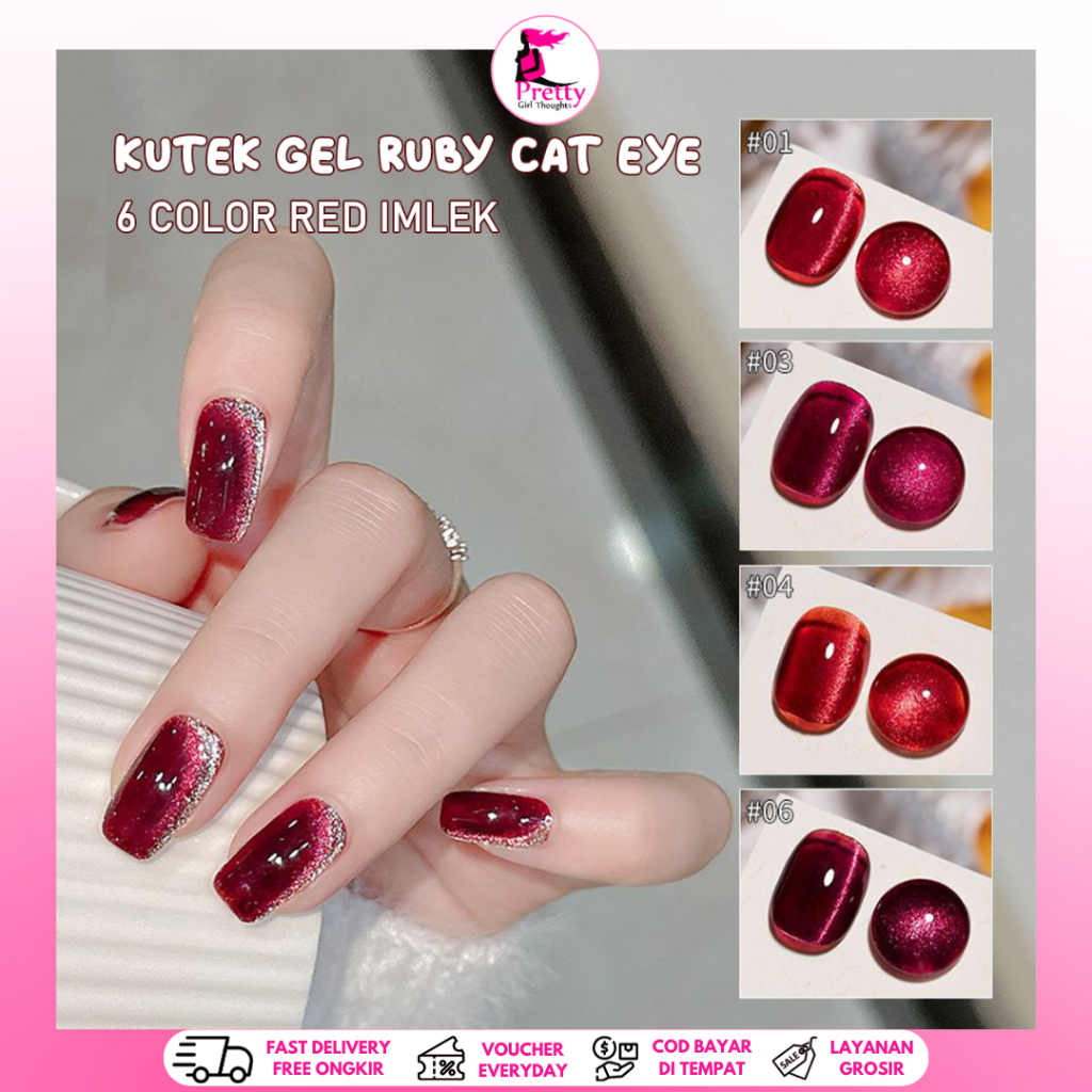 Jual Pretty Annies Kutek Gel Ruby Red Imlek Cat Eye Nail Gel Polish Uv