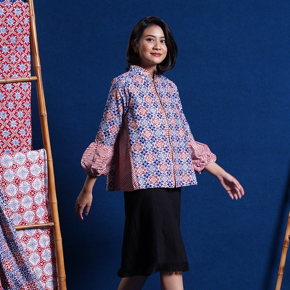 Jual Nona Rara Kiyova Jlamprang T Baju Kerja Blouse Batik Wanita