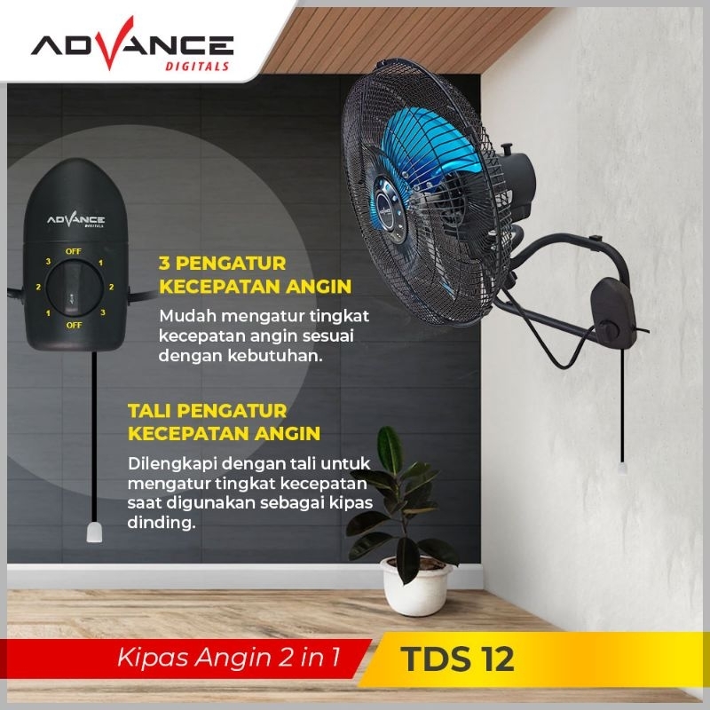 Jual Kipas Angin TDS 12 12 Inch 2in1 Advance Kipas 2 Fungsi Bisa Duduk