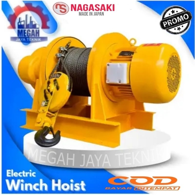 Jual Electric Hoist Winch 1 Ton X 100 Meter 380v 3 Phase Nagasaki Japan