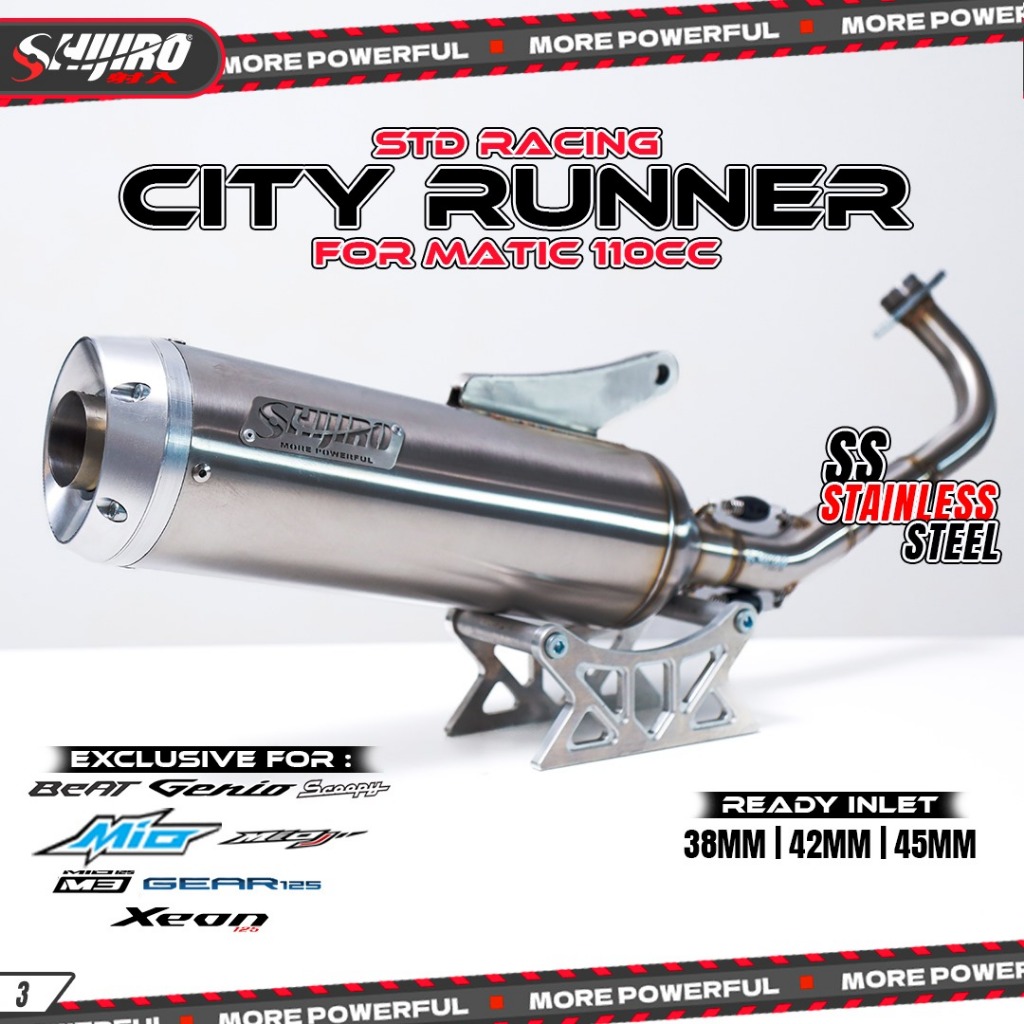 Jual Knalpot Standar Racing Shijiro City Runner Stainless Matic Mio