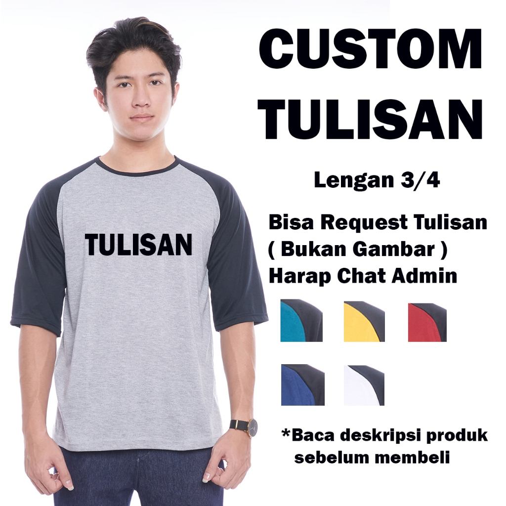 Jual Kaos Raglan Lengan 3 4 CUSTOM Bisa Request Tulisan Shopee Indonesia