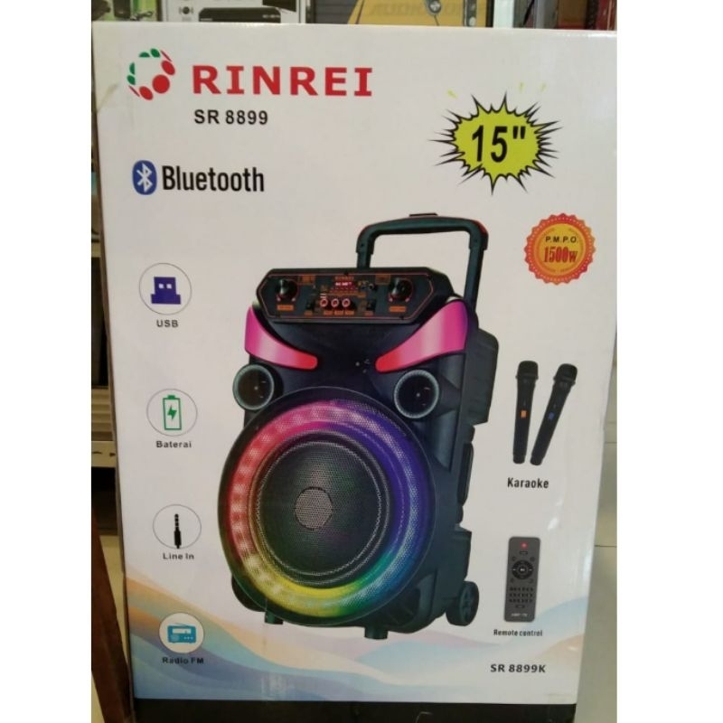 Jual SPEAKER PORTABLE RINREI SR 8899 K BISA KARAOKE BLUTOOTH 15 INCH