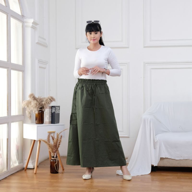 Jual ROK CARGO PANJANG JUMBO SKIRT ROK JUMBO WANITA PANJANG MUAT BB 60