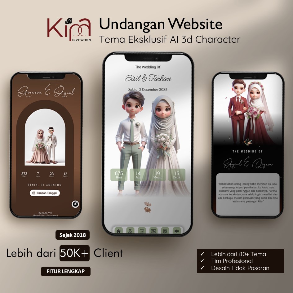 Jual Tema Luxury Undangan Website Pernikahan Tanpa Foto Eksklusif