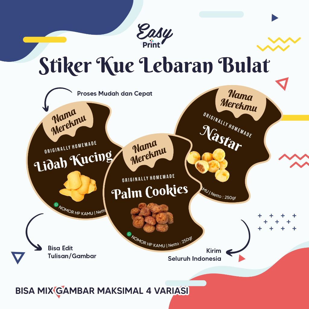 Jual Sticker Label Kue Kering Dan Parcel Idul Fitri Bulat Custom