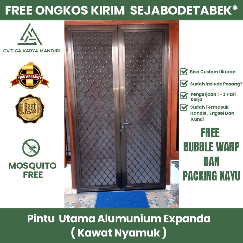 Jual Pintu Double Rumah Utama Alumunium Expanda Kawat Anti Nyamuk