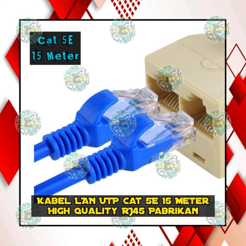 Jual Kabel LAN UTP Cat 5E 15 Meter High Quality RJ45 Pabrikan Shopee