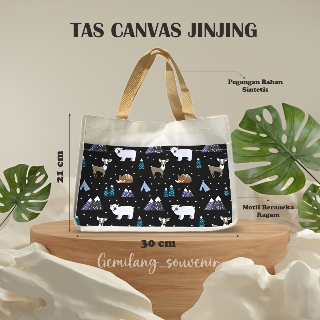 Jual Tas Jinjing Kanvas Kombinasi Souvenir Pernikahan Totebag Kanvas