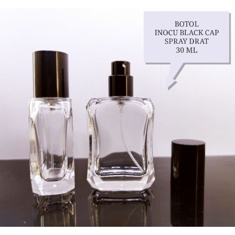 Jual BOTOL INOCU 30 ML TUTUP BLACK BOTOL DIAMOND KOSONG PARFUM SPRAY