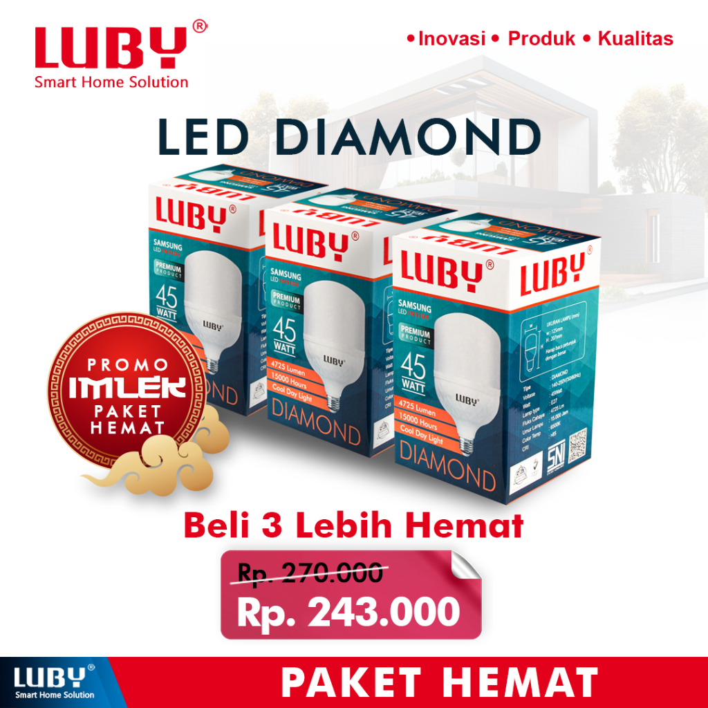 Jual PAKET HEMAT LED DIAMOND LUBY 45 Watt 3pcs Shopee Indonesia