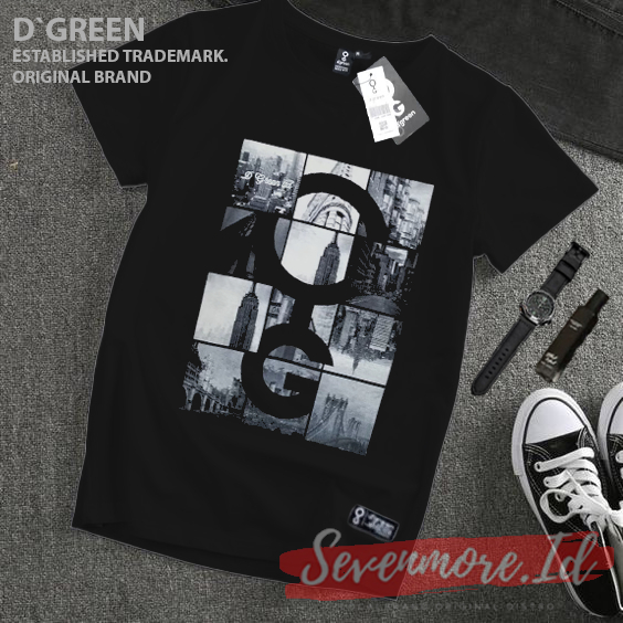 Jual D Green Tshirt Hitam Original Pria Wanita Motif Logo Puzzle Kaos