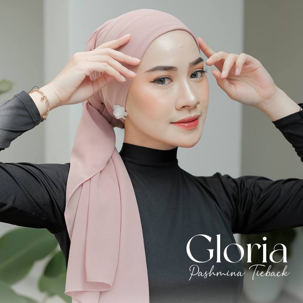 Jual Daily Hijab Gloria Pashmina Tieback Ceruty Babydoll Jahit Tepi