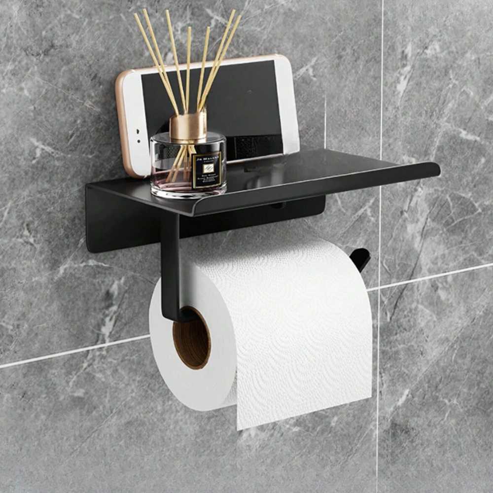 Jual Rak Tempat Tisu Toilet Wc Gantung Tempel Dinding Kamar Mandi Hitam