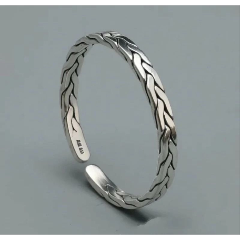 Jual Gelang Tangan Pria Baja Besi Putih Stainless Steelmodel C