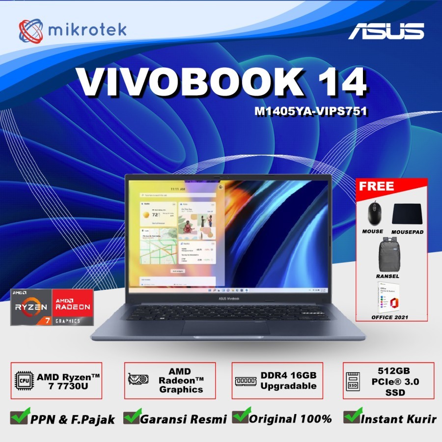 Jual Asus Vivobook Ryzen U Gb Ssd W Ohs M Ya