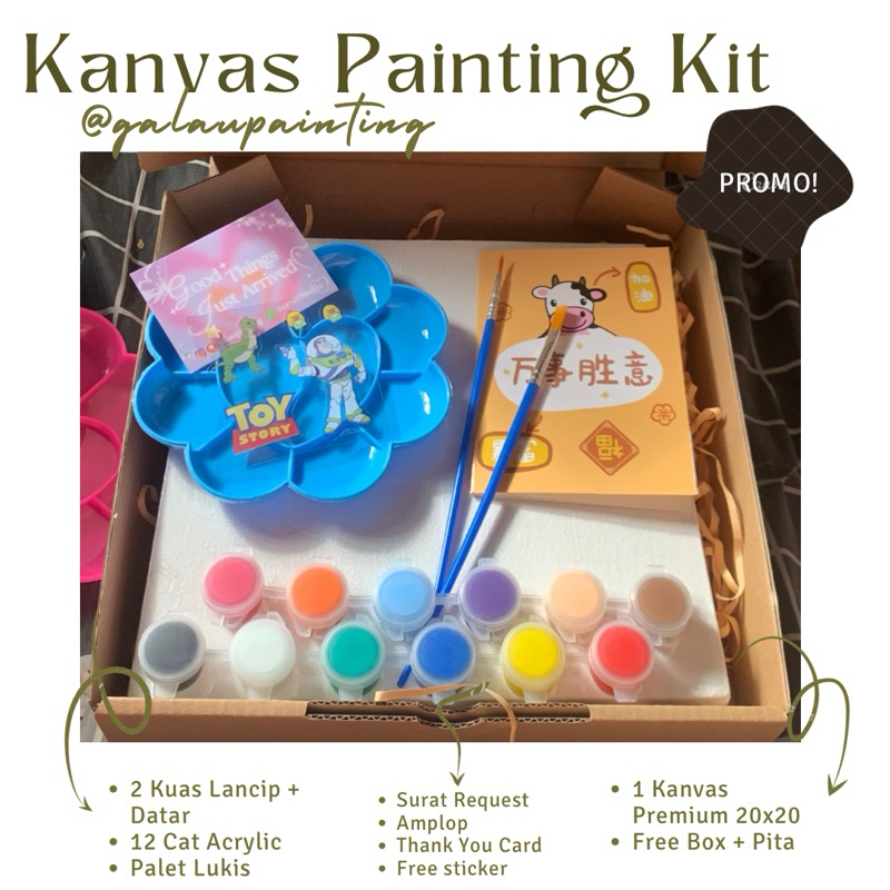 Jual Paket Lukis Kanvas Set Gift Box Painting Kit Set Lukis Murah