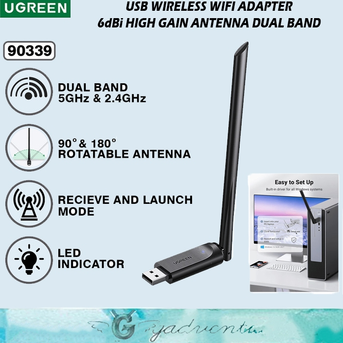 Jual Ugreen Usb Dongle Wifi Wireless Adapter Mbps Dbi High Gain