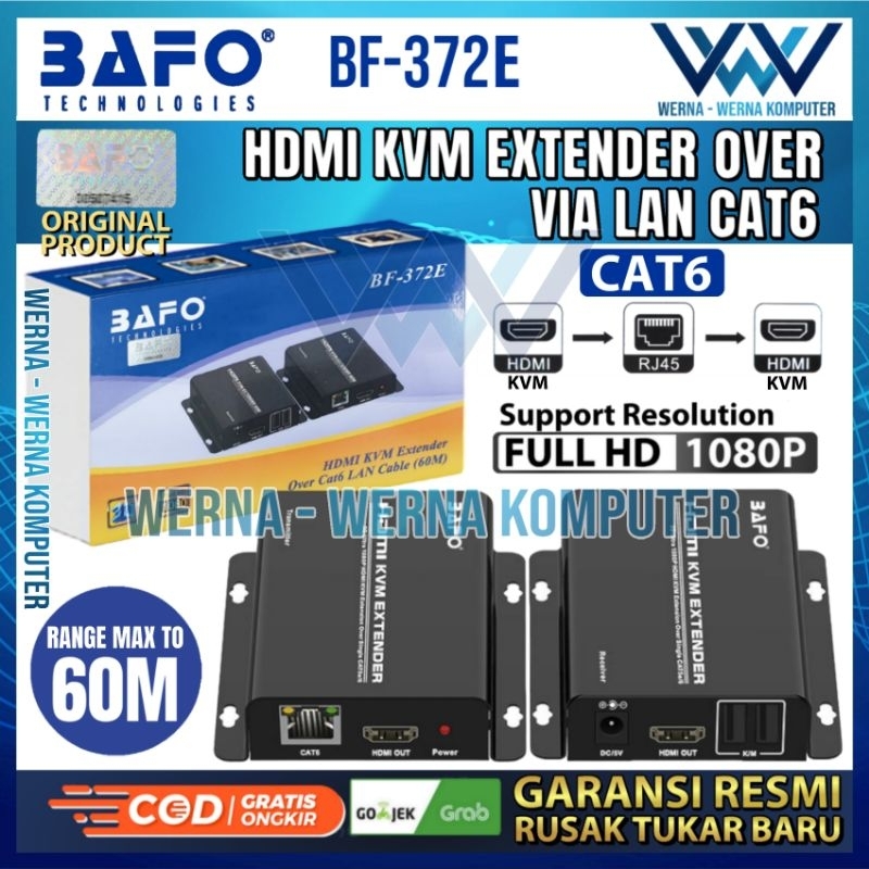 Jual BAFO HDMI KVM EXTENDER 60 METER VIA KABEL LAN CAT6 BF 372E