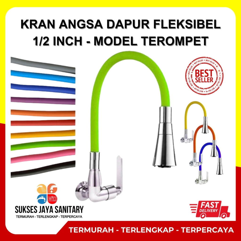 Jual Kran Angsa Dapur Fleksibel Flexible Tembok 1 2 Inch High