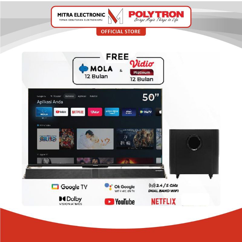 Jual Polytron Smart Tv 50 Inch PLD 50BUG59594K UHD Smart Cinemax