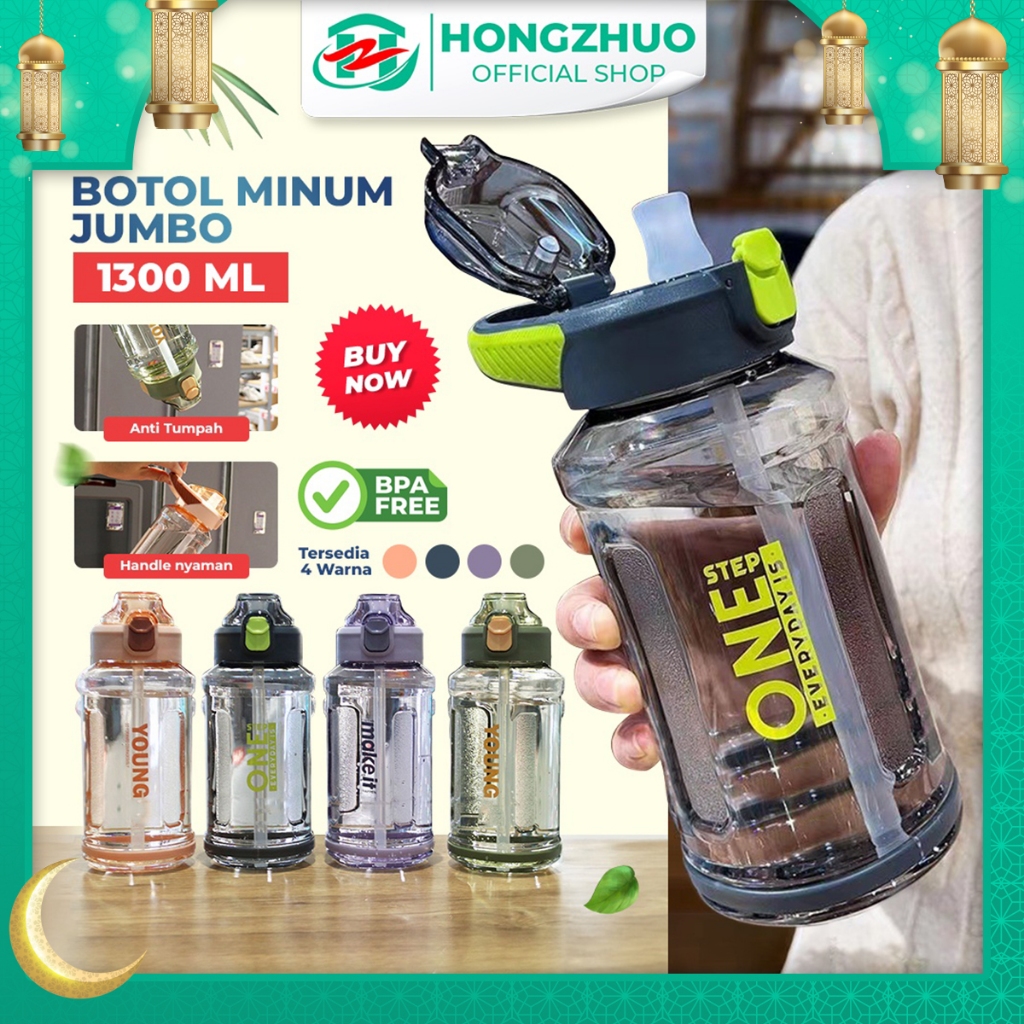 Jual Hongzhuo Botol Minum Sport Jumbo Dilengkapi Sedotan Anti Tumpah