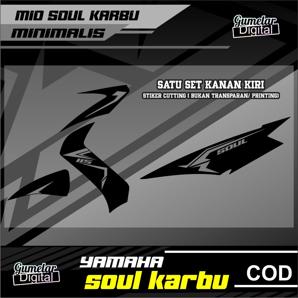 Jual Cutting Stiker Striping Yamaha Mio Soul Karbu Minimalis Simpel