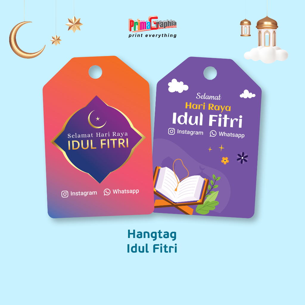 Jual Cetak Hang Tag Idul Fitri Kotak Sisi Custom Desain Template