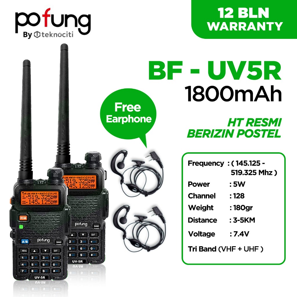 Jual Isi Pcs Ht Pofung Uv R Walkie Talkie Dual Band Uhf Vhf Power W