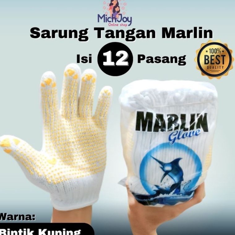 Jual Art B X Sarung Tangan Kain Bintik Kuning Dan Hitam Marlin Lusin