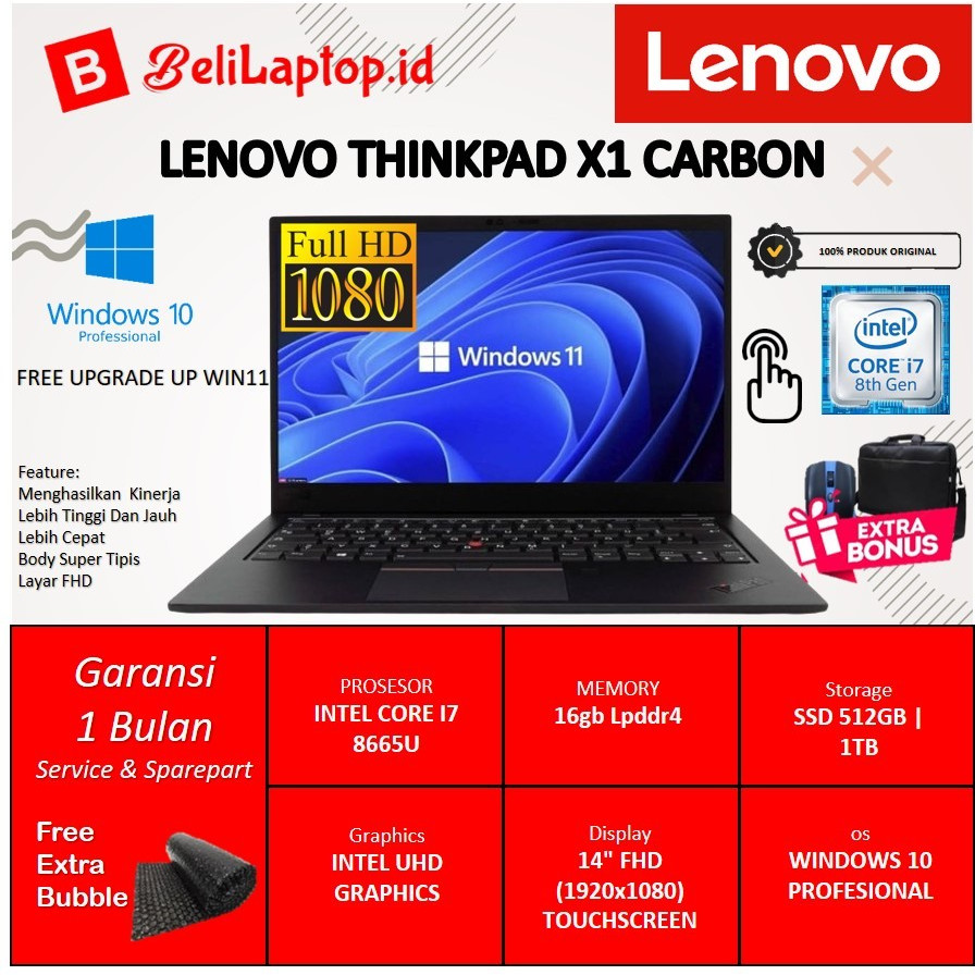 Jual Promo Laptop Lenovo Thinkpad X1 Carbon Intel Core I7 Full HD Touch