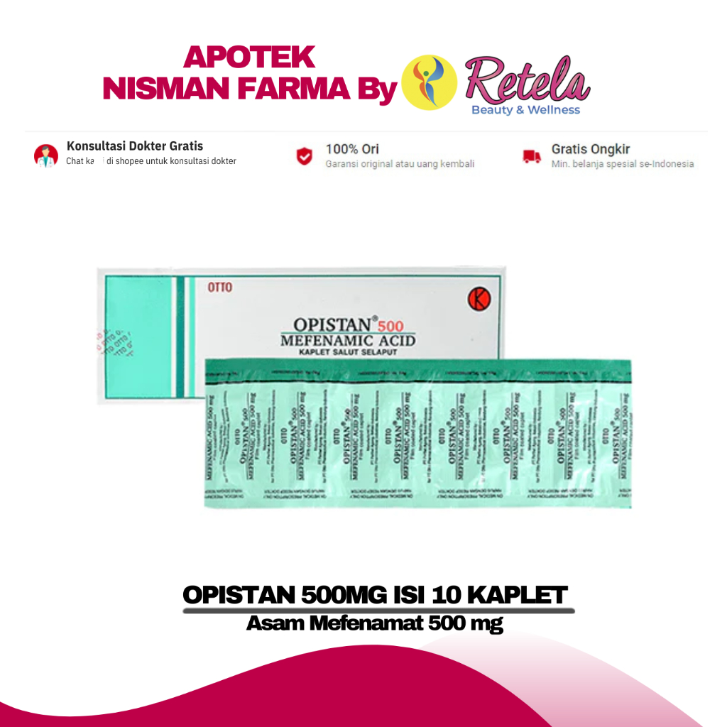 Jual OPISTAN 500MG 1 STRIP ISI 10 KAPLET Asam Mefenamat 500 Mg