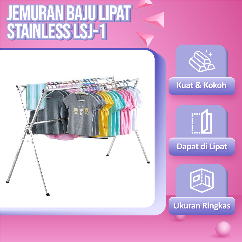 Jual Jemuran Baju Lipat Stainless Steel Jemuran Pakaian Anti Karat Kuat