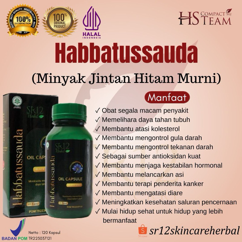 Jual Habbatussauda Habasyi SR12 Herbal Premium Grade A 120 Kapsul