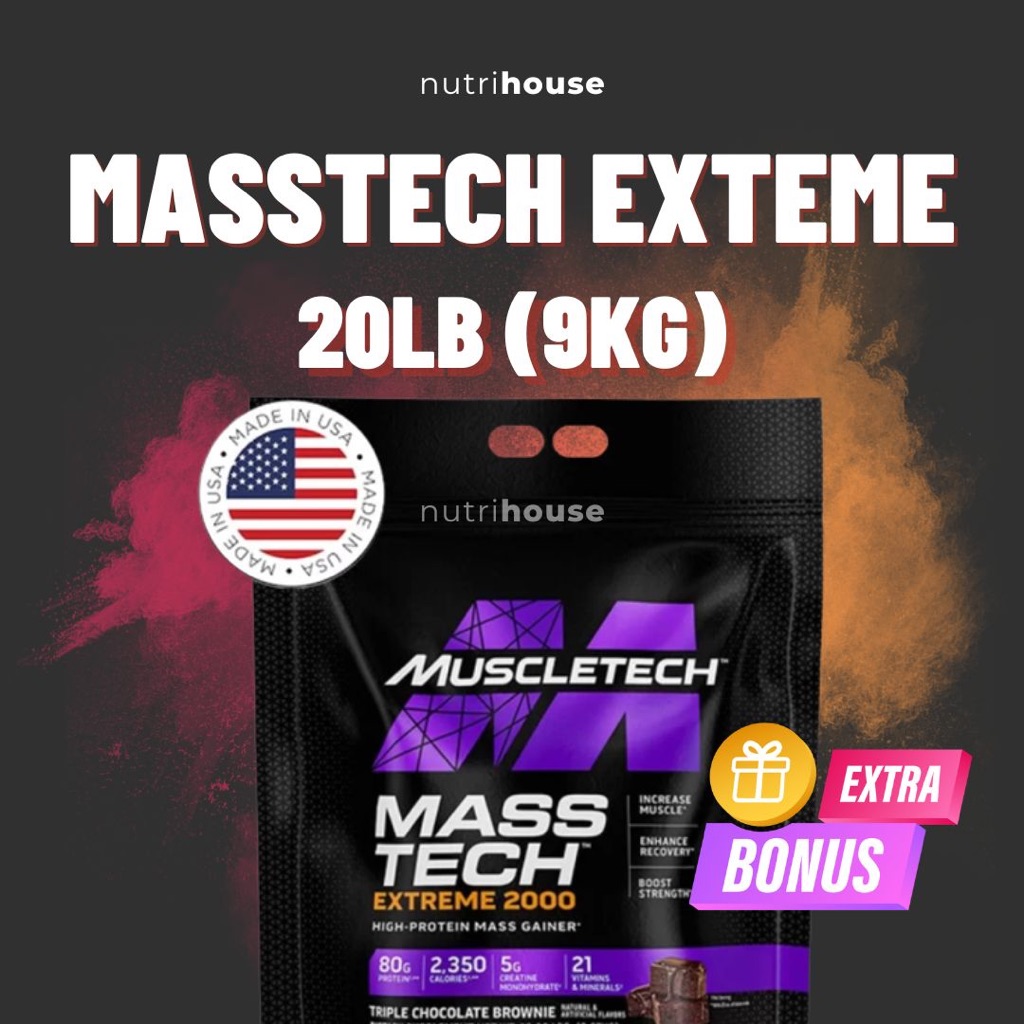 Jual Muscletech Masstech Extreme 2000 20lbs 9kg Mass Gainer Mass Tech