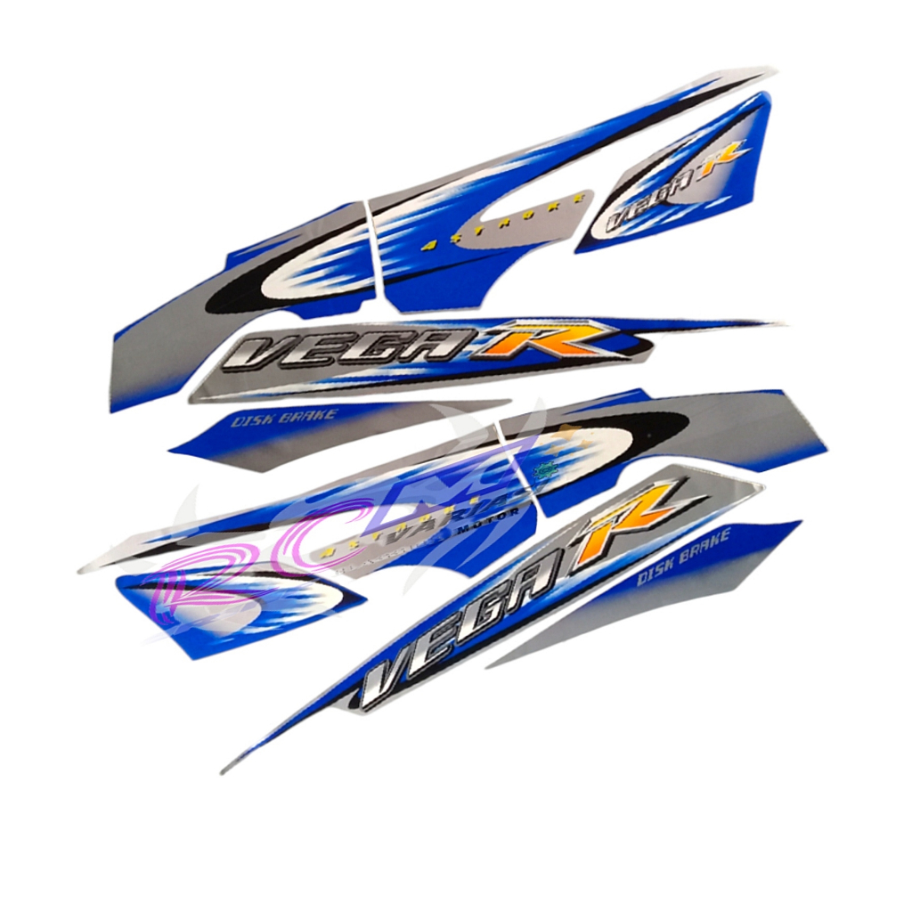 Jual Sticker Bodi Yamaha Vega R New 2006 Silver Biru Stiker Lis Polet