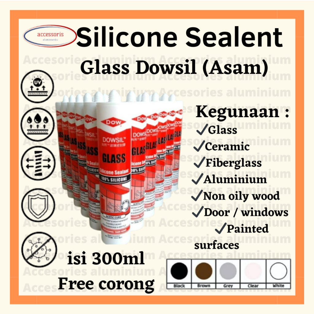 Jual Lem Silicone Sealant Dowsil Glass Asam Lem Kaca Aquarium Dll