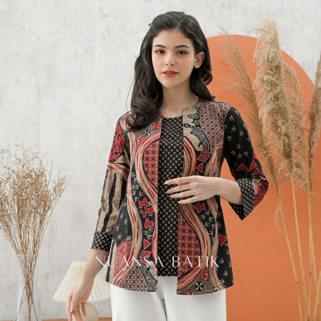 Jual Nuansa Batik Blouse Batik Lengan Bahan Katun Stretch Shopee