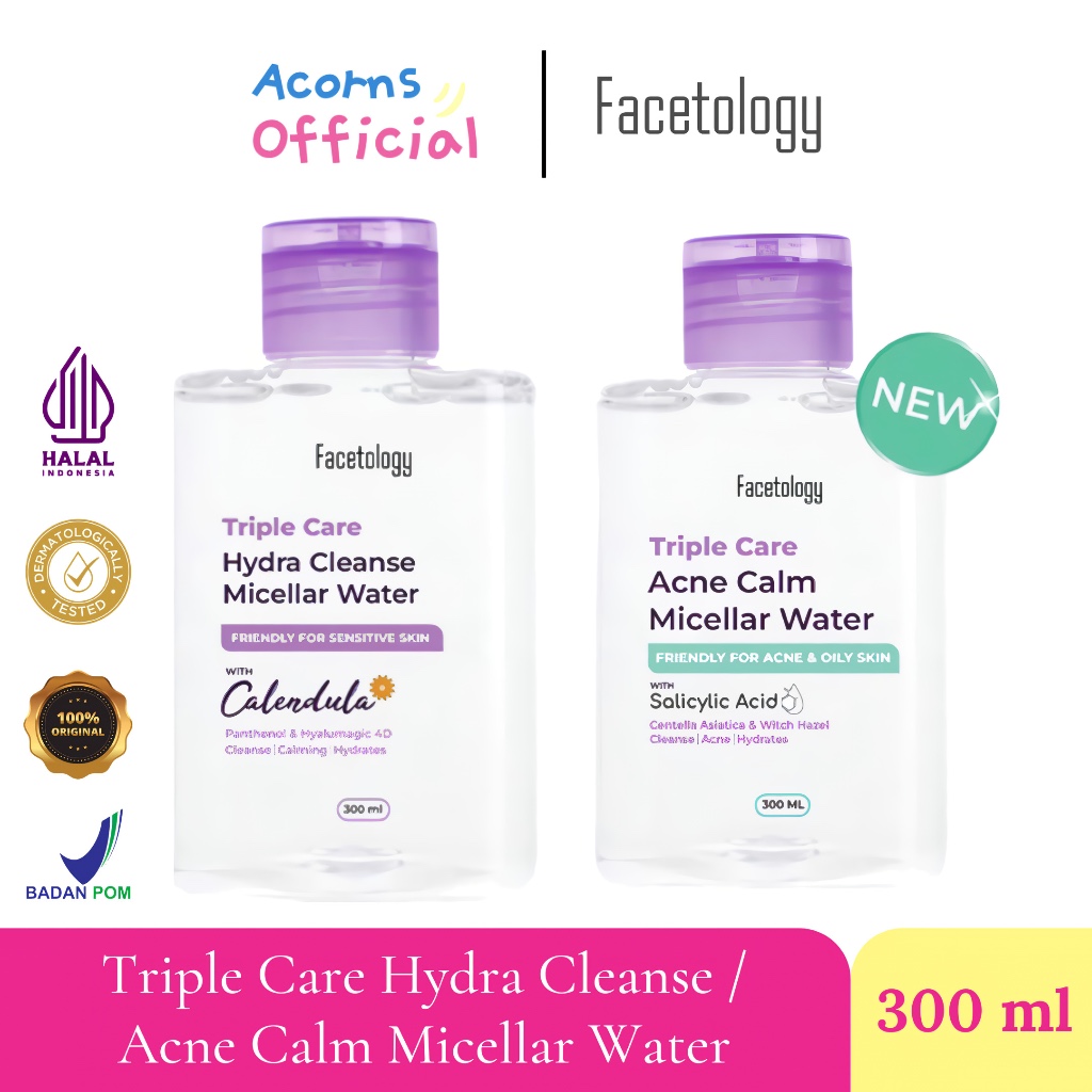 Jual FACETOLOGY TRIPLE CARE HYDRA CLEANSE ACNE CALM MICELLAR WATER